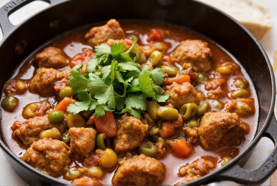 Traditional New Mexican green chili with pork simmering in a cast iron pot, featuring roasted Hatch green chilies, pork shoulder chunks, and fresh cilantro garnish