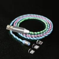 

3 in 1 LED Light Magnetic Charging Cable Upgraded Nylon Braided Magnet USB Charger Cable for Samsung iPhone Charger