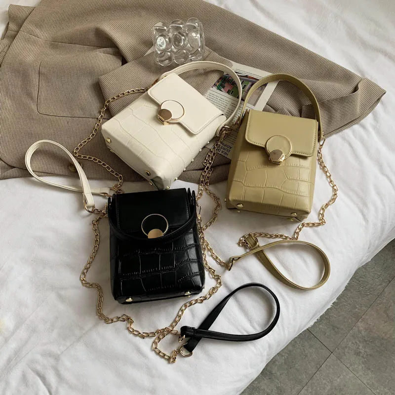 

Seabag Fashion Summer Mobile Phone Bag Korea Style Pu leather box chain shoulder bags, 3 colors