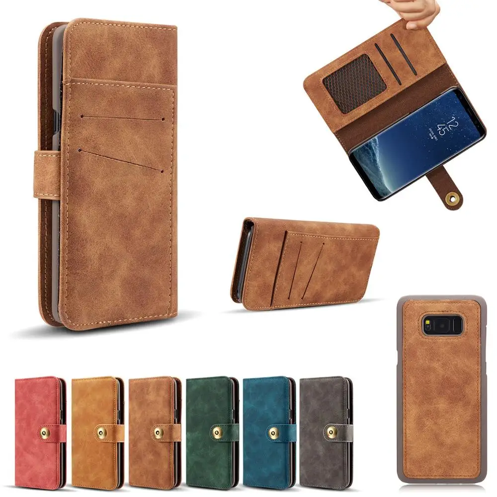 

Hot sale shockproof leather wallet Cover Magnet separable phone case for Samsung Galaxy Note 8 case, Gray, brown, blue, green, red, khaki