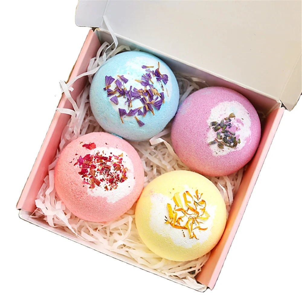 

Private Label Spa Bath Bombs Sea Salt Balls Essential Oil Bath Bombs Gift Set, Blue, pink, purple, yellow