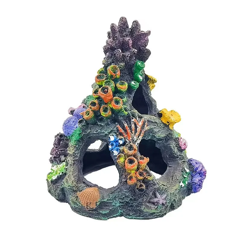 

Coral Aquarium Decoration Fish Tank Resin Rock Mountain Cave Ornaments Betta Fish House for Betta Sleep Rest Hide Play Breed