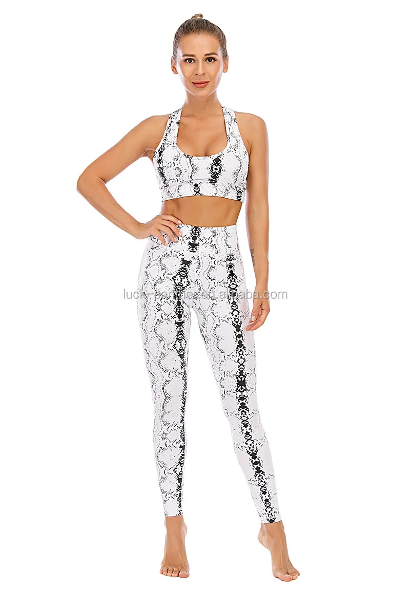 2023 New Custom Snakeskin Animal Print Quality Fitness Bra And High