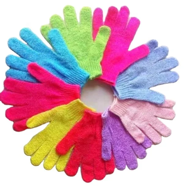 

Five Fingers Nylon Factory Low Price Exfoliating Gloves Massage