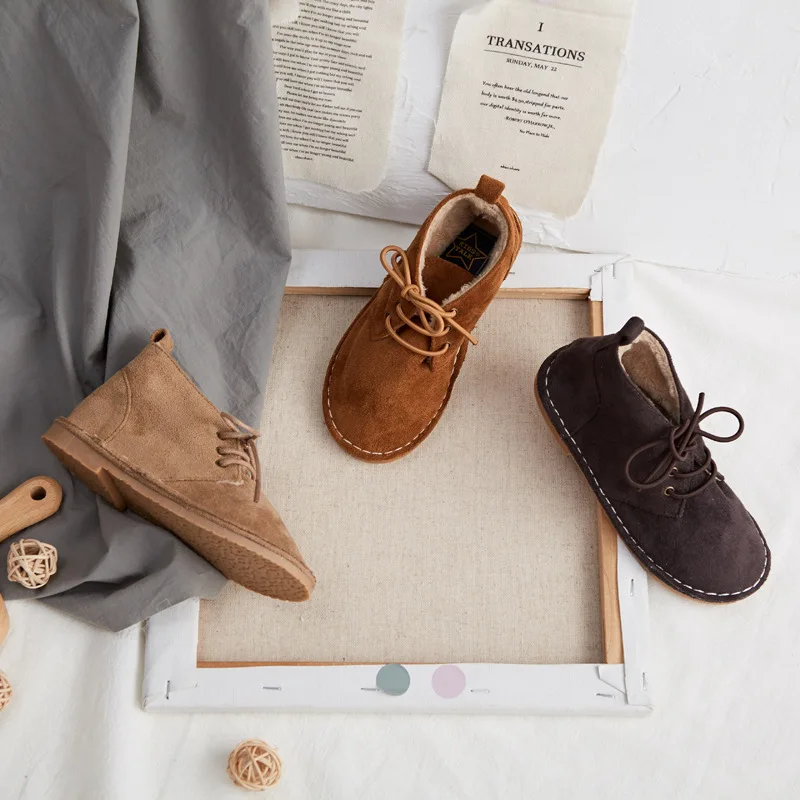 

Retro Kids Winter velvet Solid Color Fashion Boy Girl Snow Boot For Wholesale Factory Price Children Boots Shoes, Customer's request