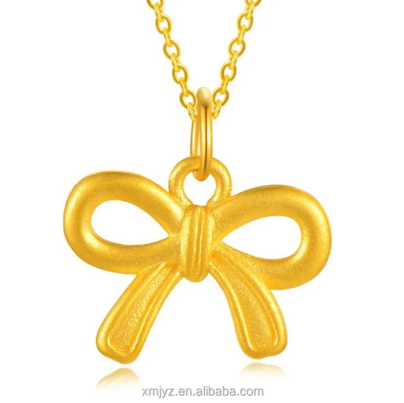 

Certified 3D Hard Gold Gold Bow Pendant Pure Gold 999 Hollow Bow Tie Clavicle Chain For Girlfriend A Gift On Behalf Of