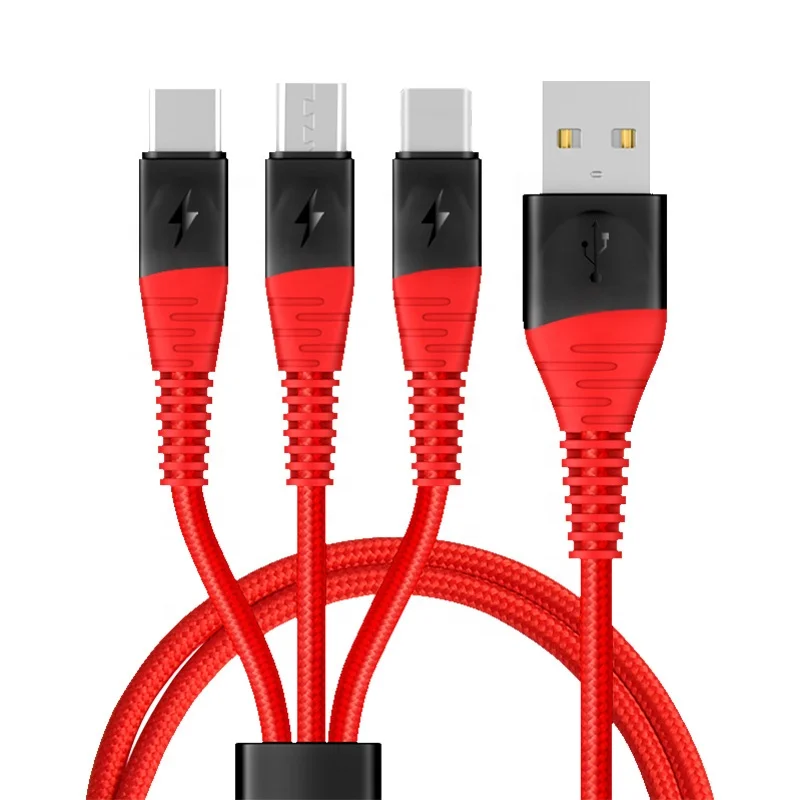 

New hot sale usb charger cable 3 in 1 multi use mobile phone tablet fast charging sync data cable line