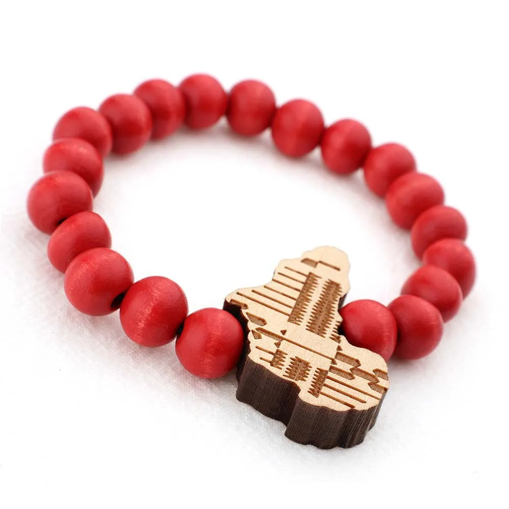 

Hip hop jewelry new fashion elastic african map wood bead bracelet for men or women, As pic