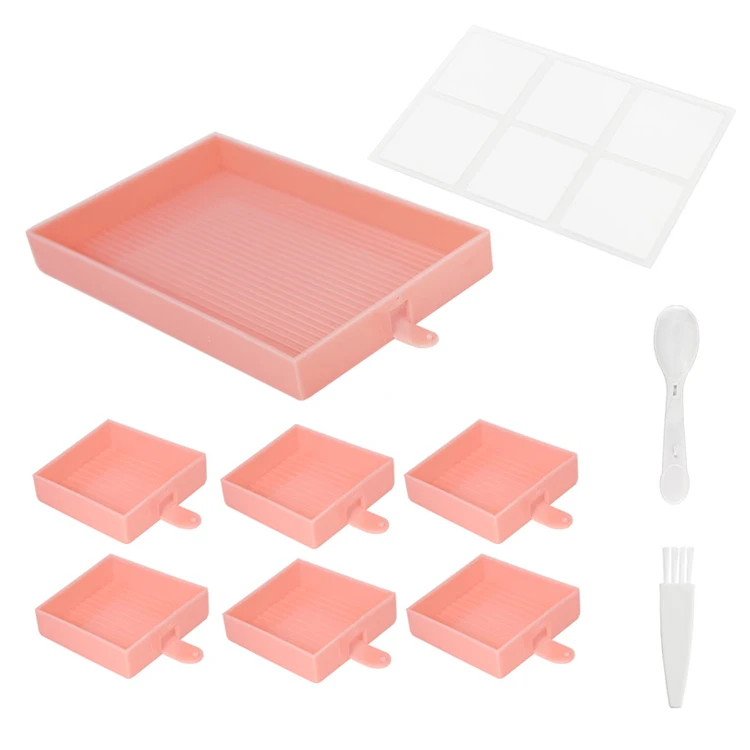 

Diamond Art Crafts DIY Accessories Tray Stopper with Brush Clear Diamond Painting Trays with Lids