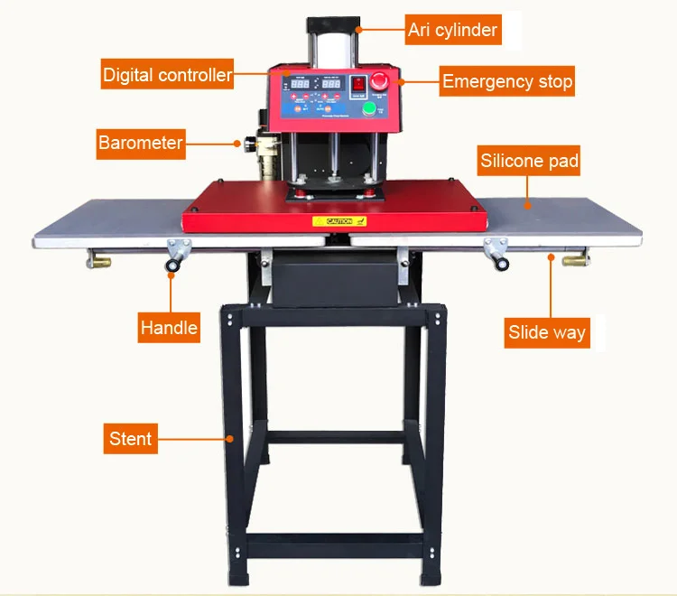 Pneumatic Heat Press Machine 40*60cm Working Size 2 Work Station Heat ...