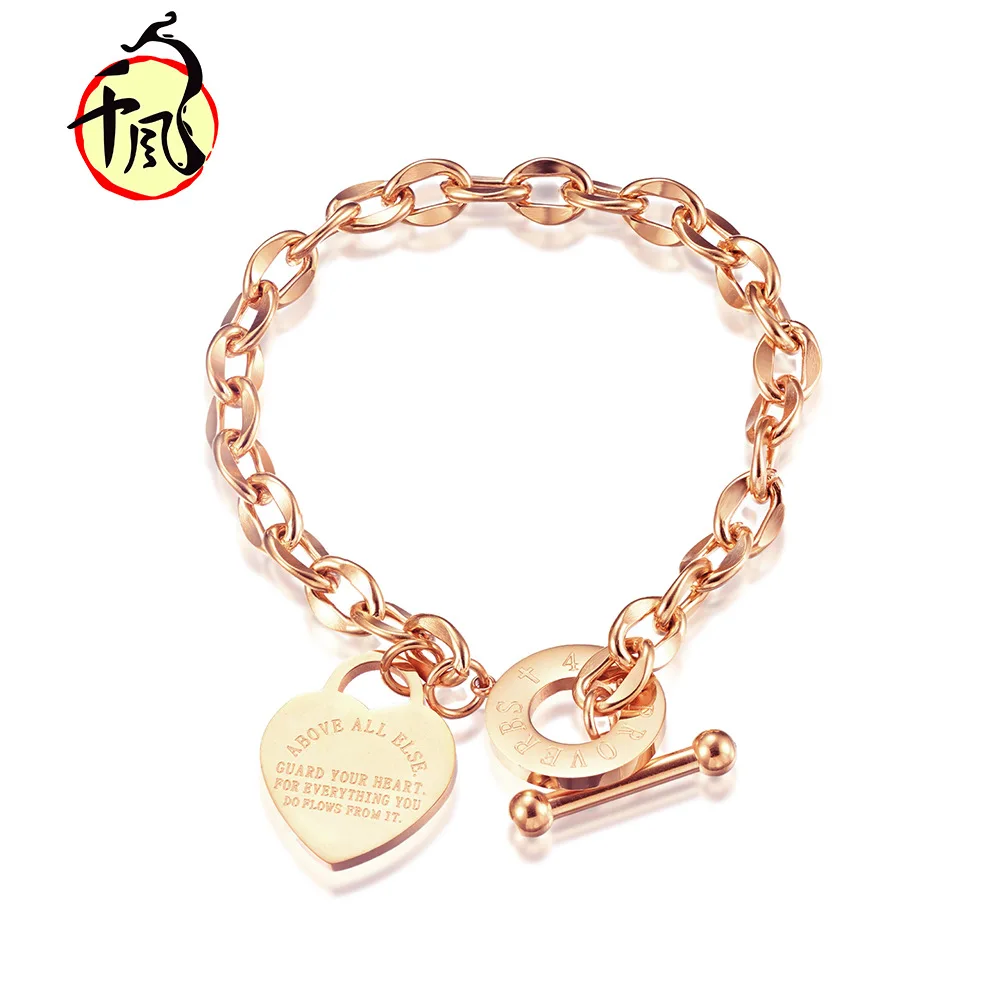 

Cross border fashion wear hot style bracelet bible verse titanium steel rose gold bracelet