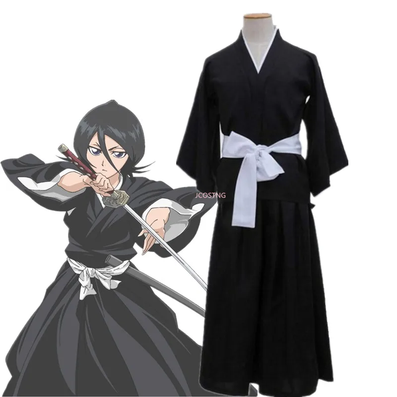 

Japanese Traditional Kimono Samurai BLEACH Kurosaki Ichigo Cosplay Costumes Robe Gown with Straw Sandals Luffy, Shown