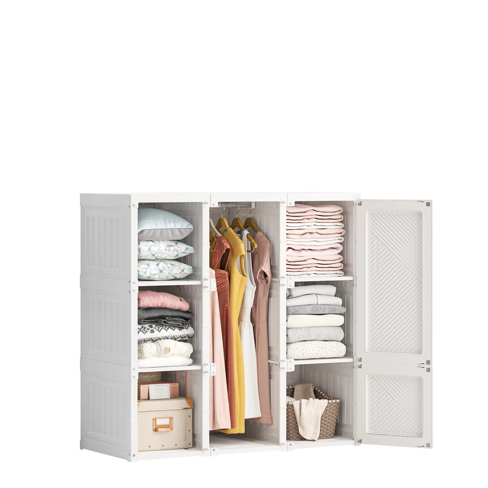 

2021 hot selling Amazon AntBox portable wardrobe modern wardrobe for kids wardrobe bedroom wall and Office, White