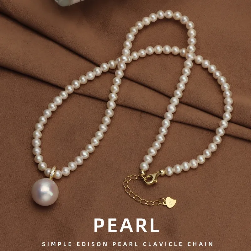 

Pendant Detachable Multi-Wear Original Natural Freshwater Pearl Clavicle Chain 925 Sterling Silver Pearl Pendant Necklace