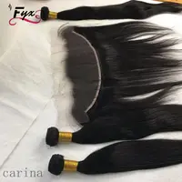 

factory drop shipping STRAIGHT Bundles with 13*4 HD lace frontal film Lace frontal cuticle aligned virgin hair