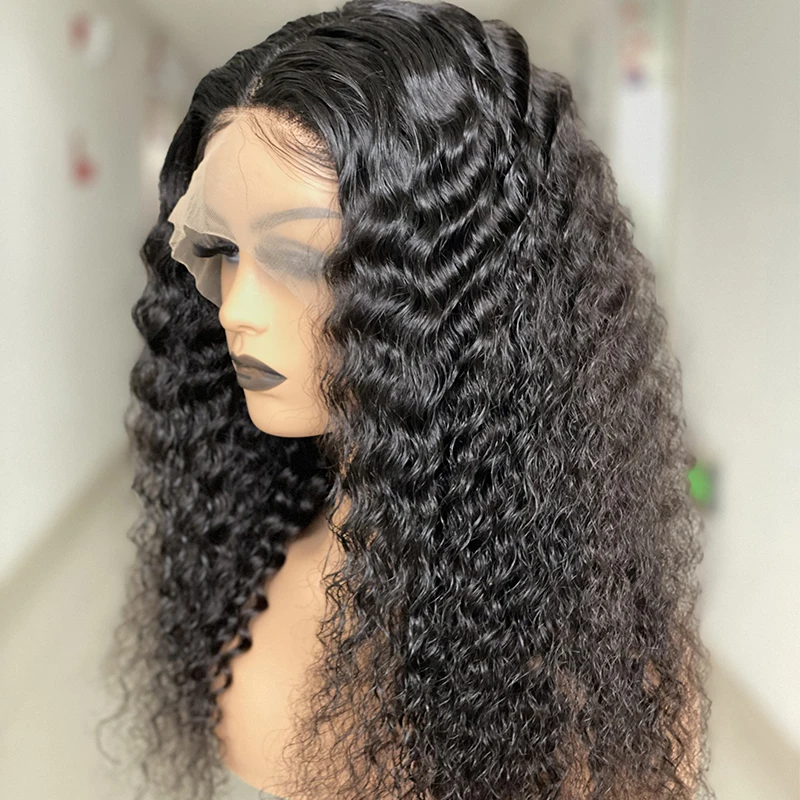 

13*4 cheap curly lace wigs 100% virgin human hair deep wave HD transparent lace frontals wigs for black women