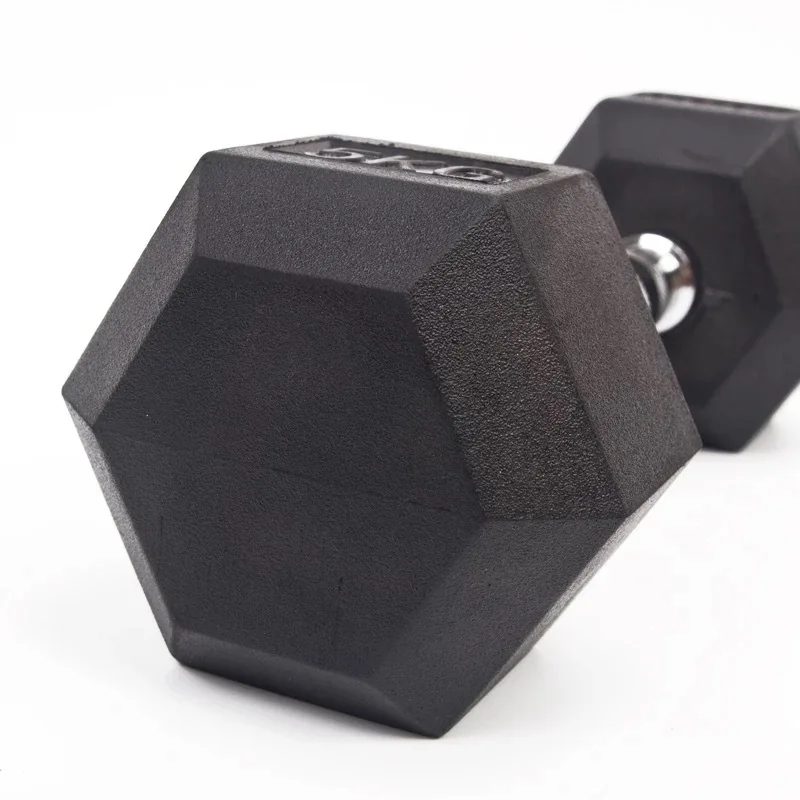 

Home&Gym Exercises Weight Lifting Black Color Cast Iron Fixed Rubber Coated Hex Dumbbell