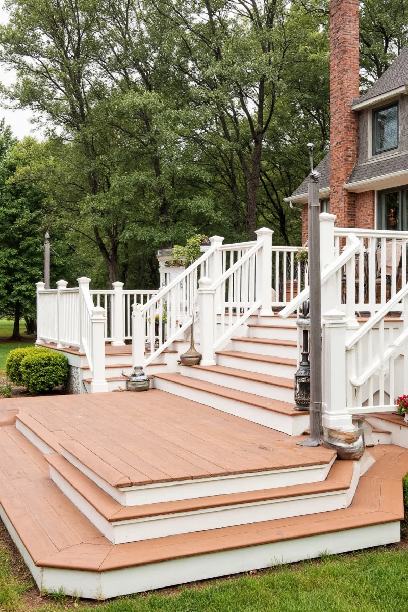 Family having fun on a beautifully designed Trex deck.