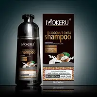 

Private label 500ml magic black hair dye shampoo anti hair loss growth serum coconut oil dying cover white to black