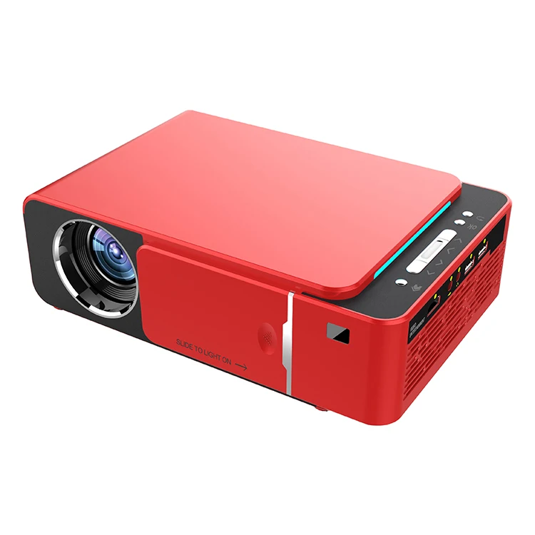 

T6 Projector LED Video Projector HD 720P Portable Support 4K Full HD 1080p Home Theater Cinema, Silver/ red