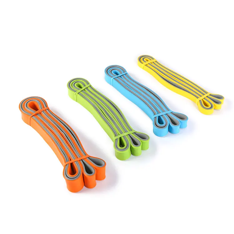 

double color workout pull up resistance band, Pink/ yellow/ blue/ green/ orange