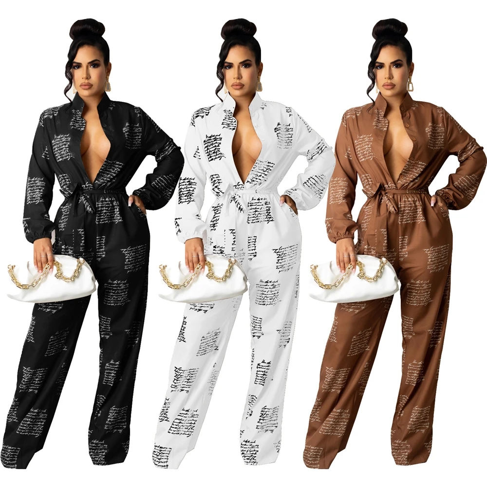 

New Bandage Bodysuits For Women Pants Buttons Sexy Jumpsuits Club Wear Long Sleeve Fashion Jumpsuit