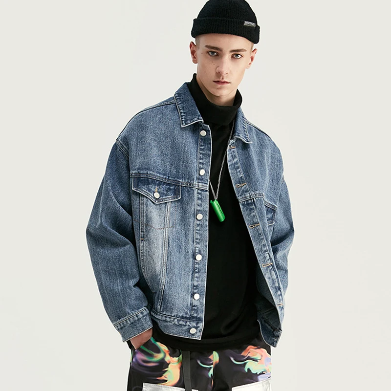 

2020 new design casual loose fit mens denim jacket cowboy custom jeans jacket men