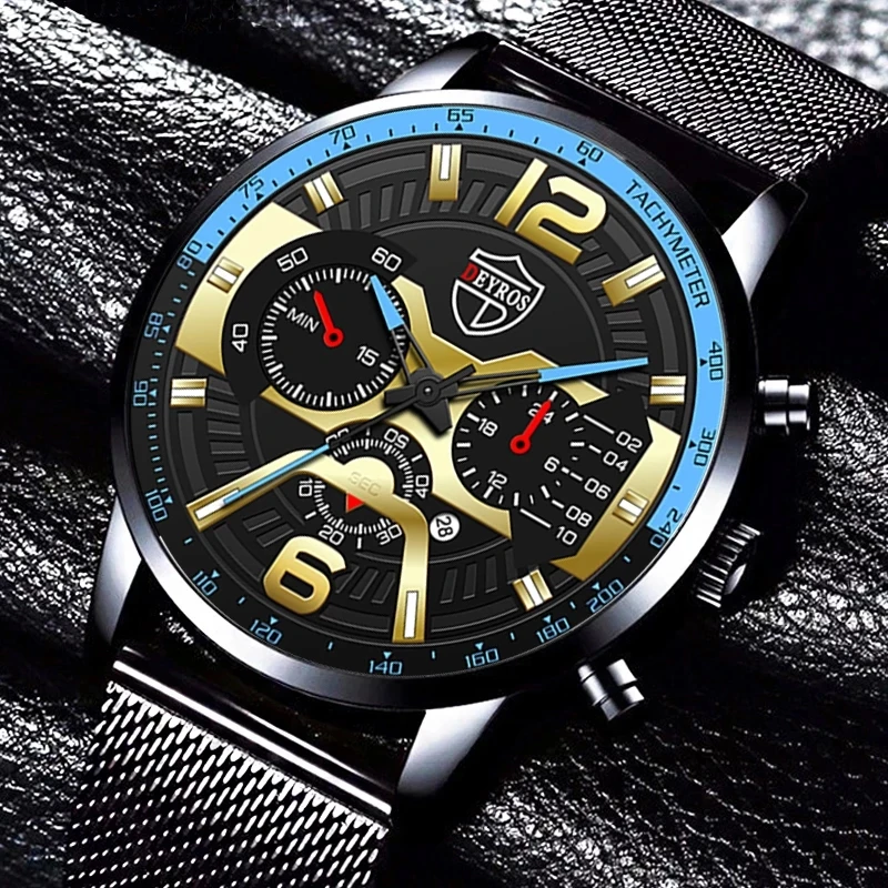 

Relogio Masculino 2021 Mens Watches Male Clock Quartz Watch Casual Slim Mesh Steel Men Watch Date Designer Sport Clock, 12-colors