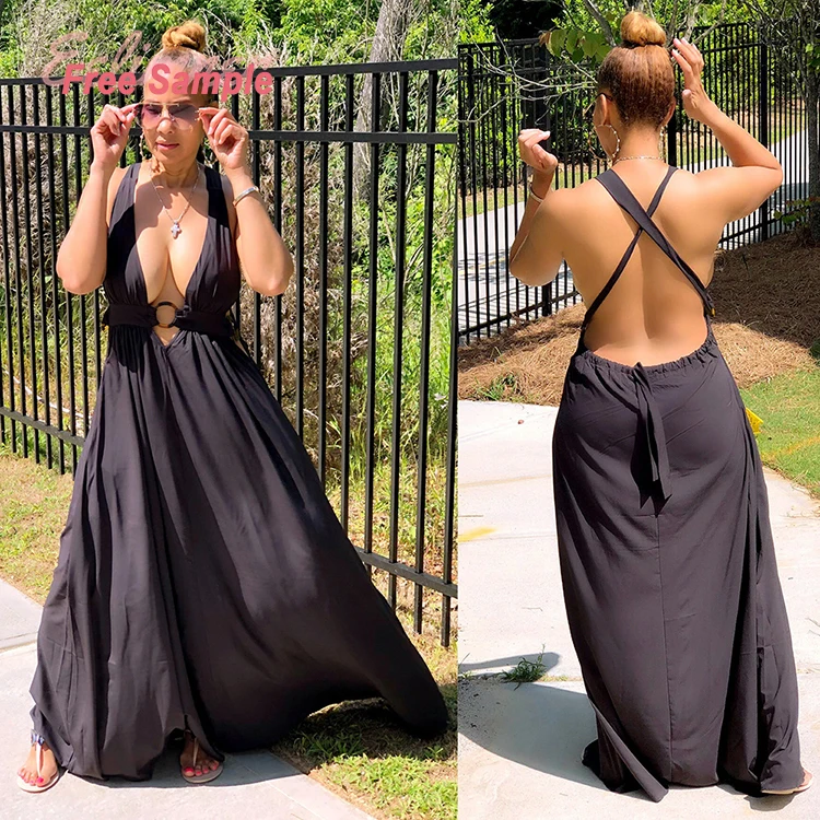 

Free Sample 2020 Solid Sexy Casual Summer Long Dresses Women Maxi