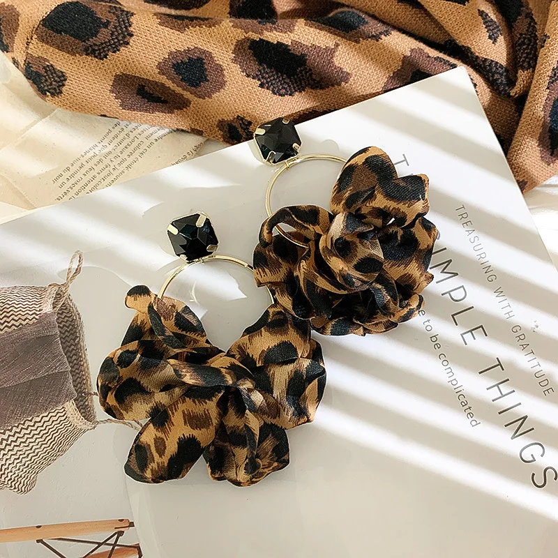 

Barlaycs 2021 Fashion Bohemian Vintage Leopard Gold Plated Turquoise Tortoise Big Hoop Drop Earrings for Women Girls Jewelry