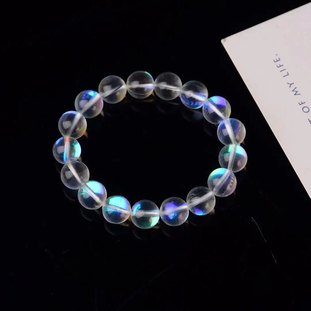 

Wholesale colorful glass bracelet, white crystal beads, moonstone, crystal bracelet, Rainbow