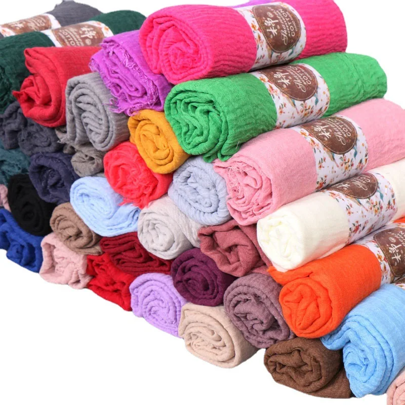 

Luxury Scarf Scarves Wholesale Muslim Women Hijab Cotton Headband Mixed Color Green White Pink Shawls Scarfs For Women Lady Girl