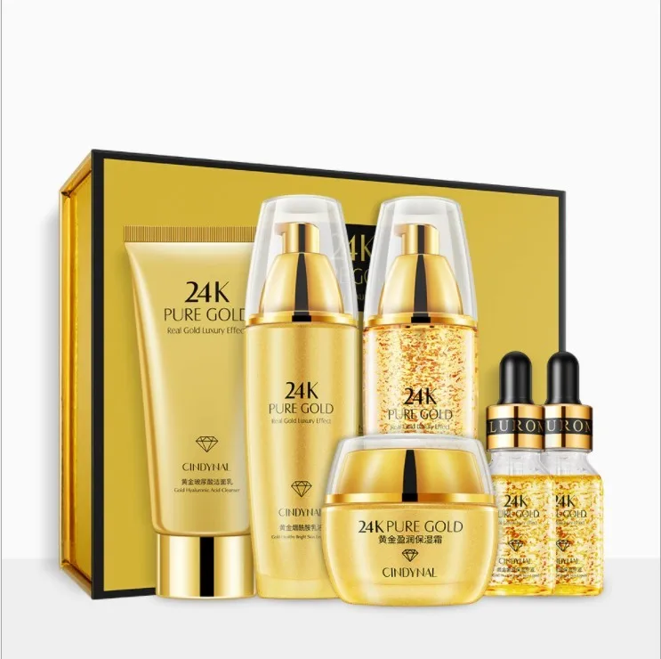 

OMG skincare private label cosmetics gold korean organic Moisturizing face skin care 24k gold facial rejuvenating set beauty