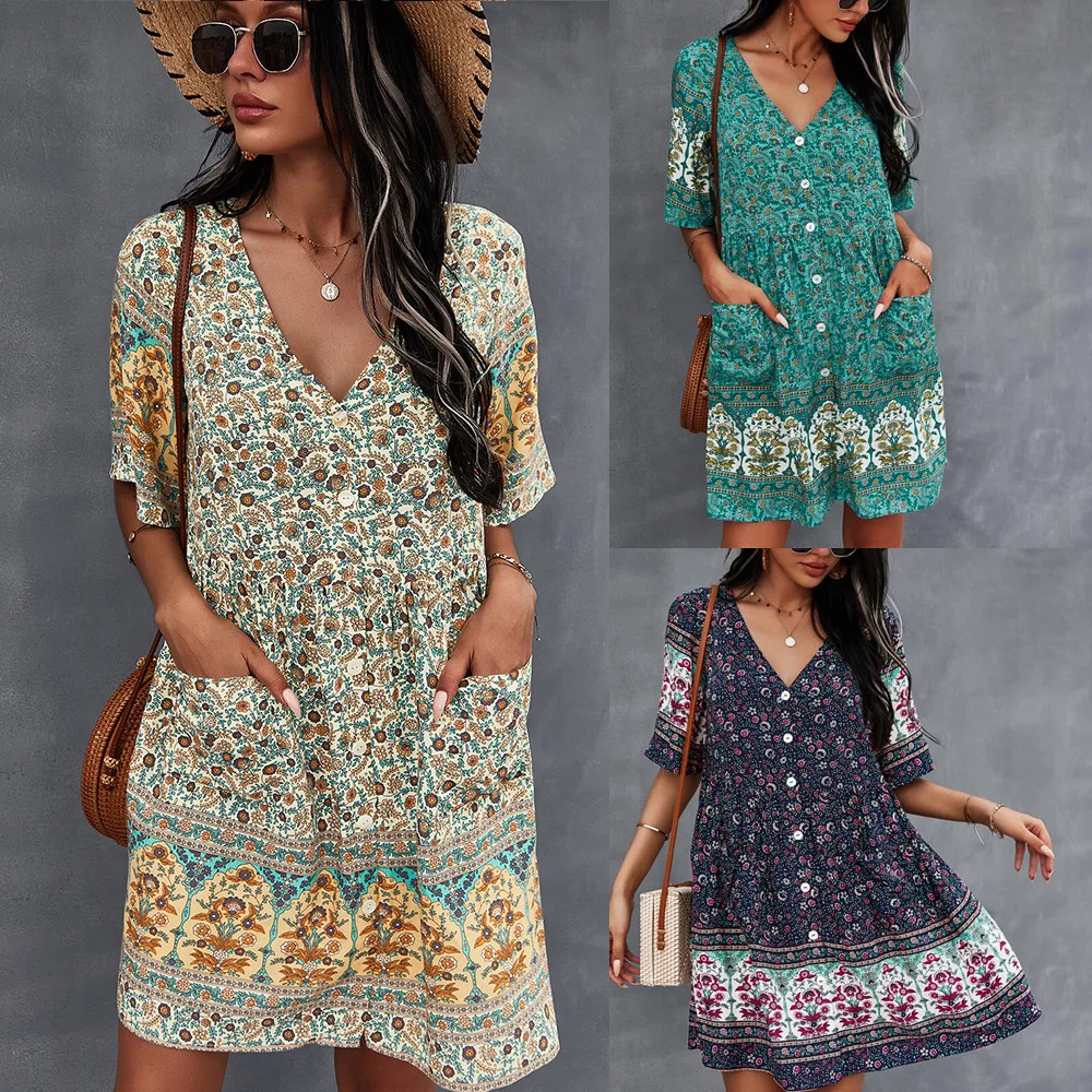 

2022 Women'S New Summer Women'S Clothing Print Slimming Street Style Short Sexy Dress