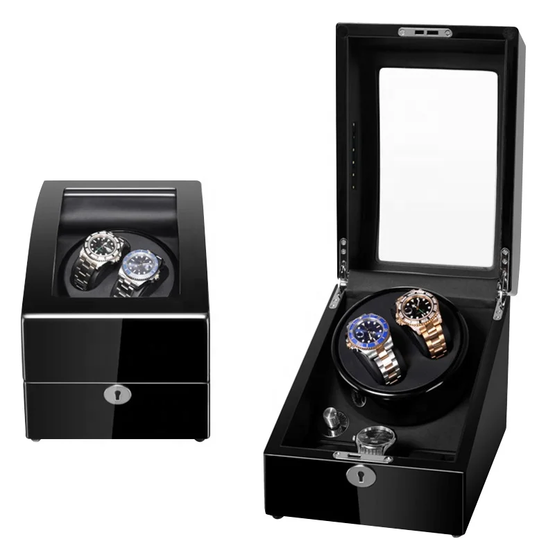 

Wholesale 2+3 Luxury Black Lacquer Wood Box Automatic Watch Winder Motor