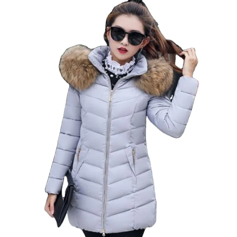 

Winter Jacket Women Fake Fur Collar Down Wadded Coats Female Cotton-padded Thickening Winter Outerwear Plus Size 6XL