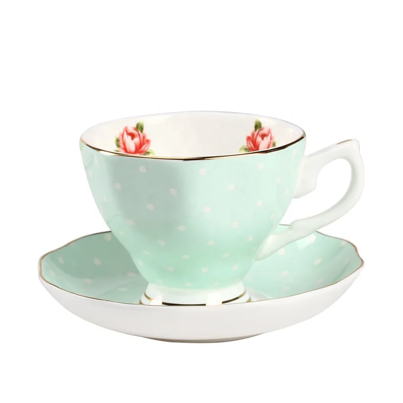 

Recommend Ins Luxury Polka Rose Kitchen Accessories Porcelain Tea Cups Saucers