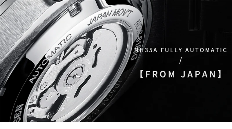 CADISEN 8180 Japan NH35A Movt Men's Watches Mechanical Automatic watch 5  ATM Wrist Watch business men Clock Date hombre