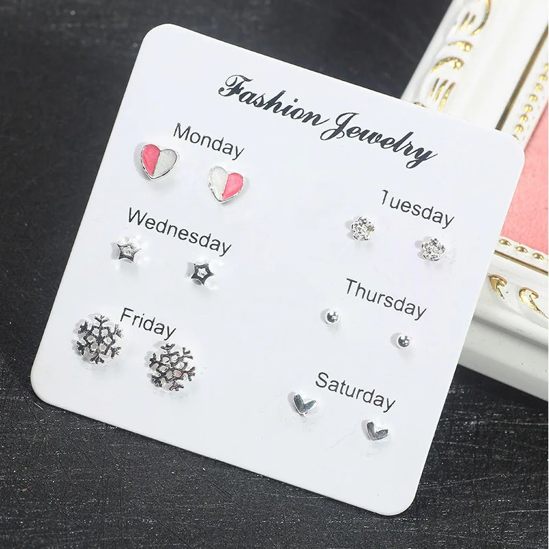 

Earings for women Seafood style 6 pairs per set earring stud set women fashion jewellery, As show