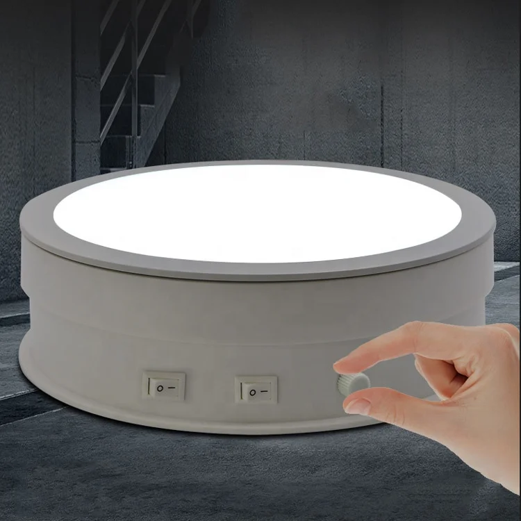 

New Design 30cm Electric Power Dimmable Led Light Rotating Display Turntable Glow Light Pad