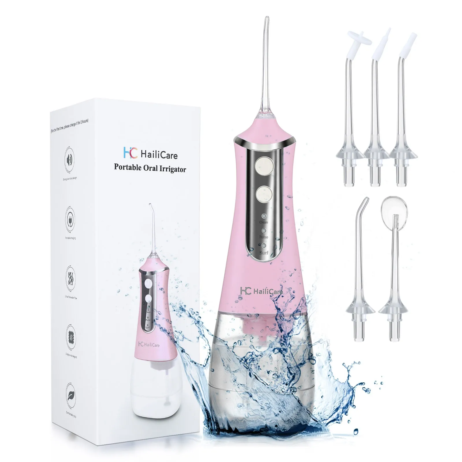 

2021 mouth waterflosser 3d oral irrigator h2ofloss water flosser dropshipping h2ofloss hf-6, Black, white, pink