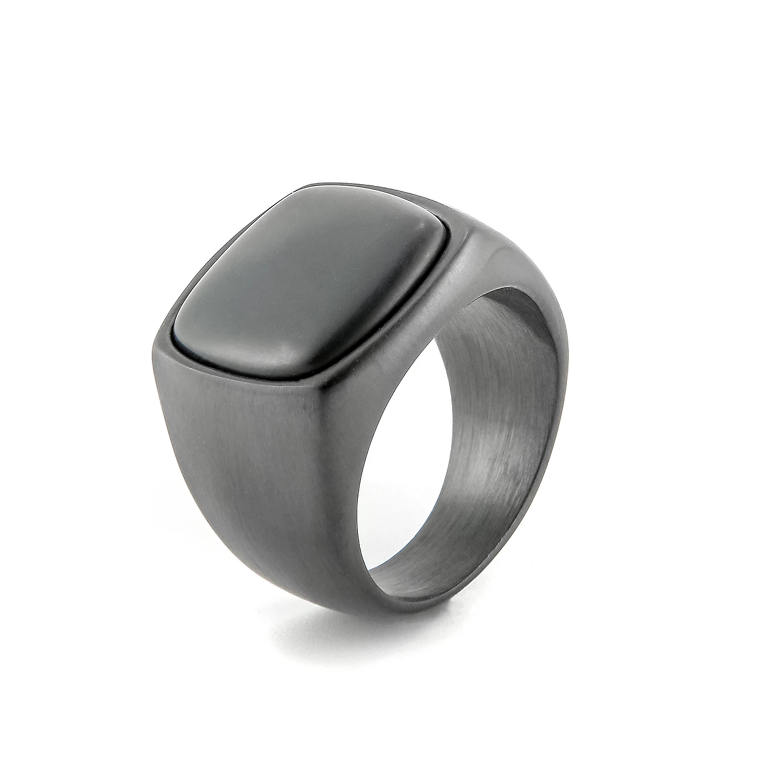 

Stainless Steel Gemstone Ring Custom Men Wedding Band Rings 2021 Trendy Jewelry, Black