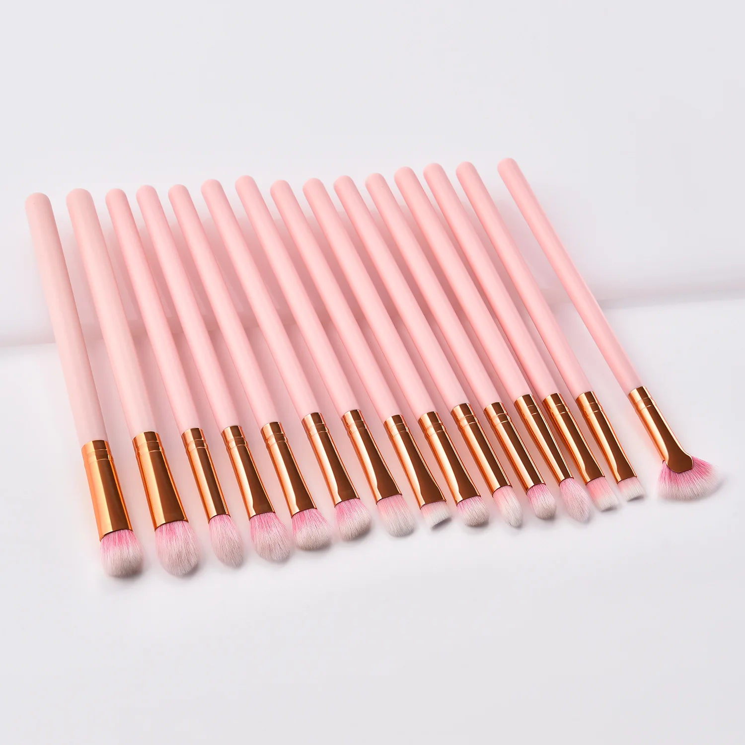 

HEXUE 15PCS Pink EYE Makeup Brushes High End Nylon Hair Eye Shadow Highlight Eyebrow Eye Set make up brush set NO LOGO