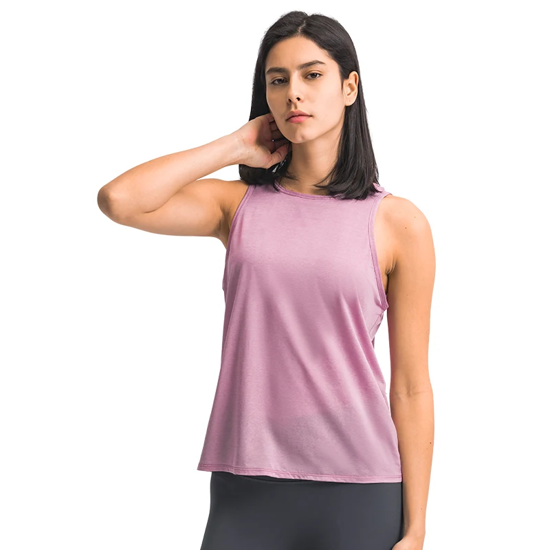 

2021 New Style Wholesale Easy fashion Lines Soft High Elastic Polyester Yoga Sports Vest, Black, violet purple, powder purple, light blue