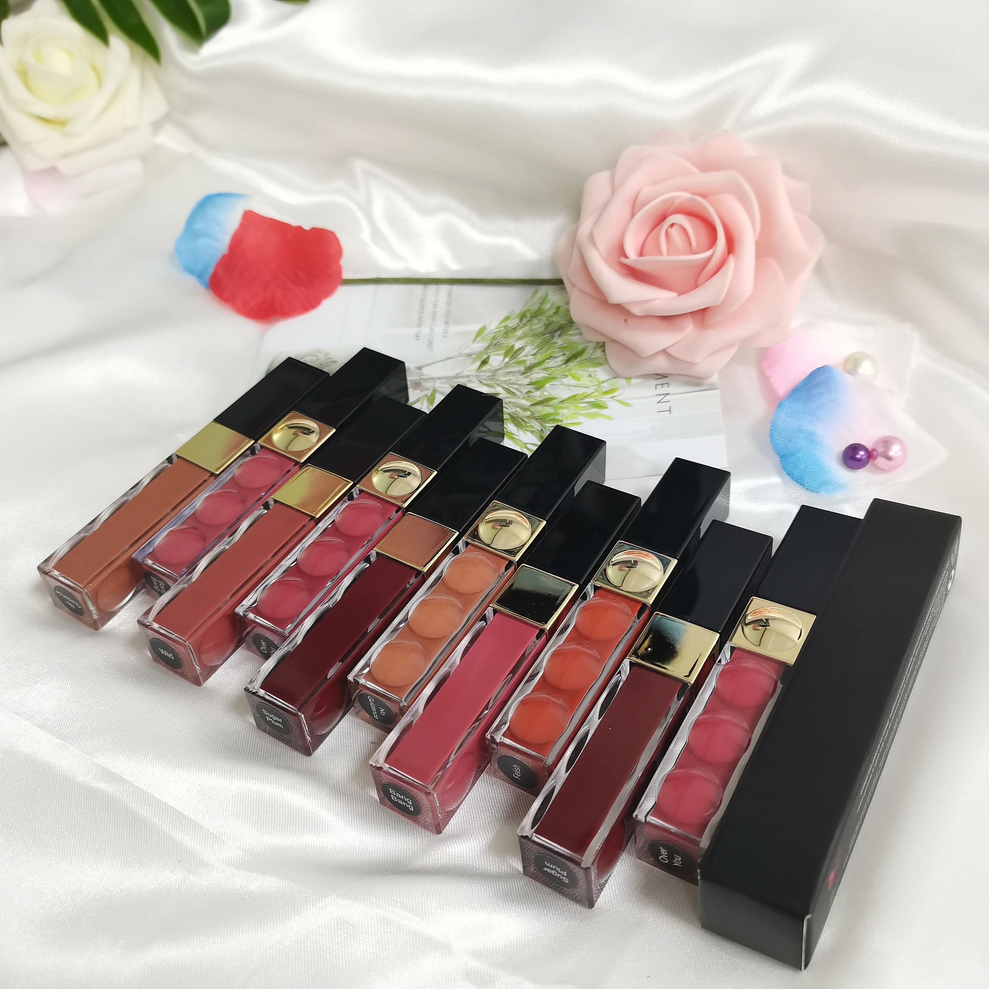 

Vegan Liquid Lipstick With Brush Waterproof Longlasting Lipgloss Tube Matte Liquid Lipstick Packaging, 63 lipgloss, 49 matte lipstick