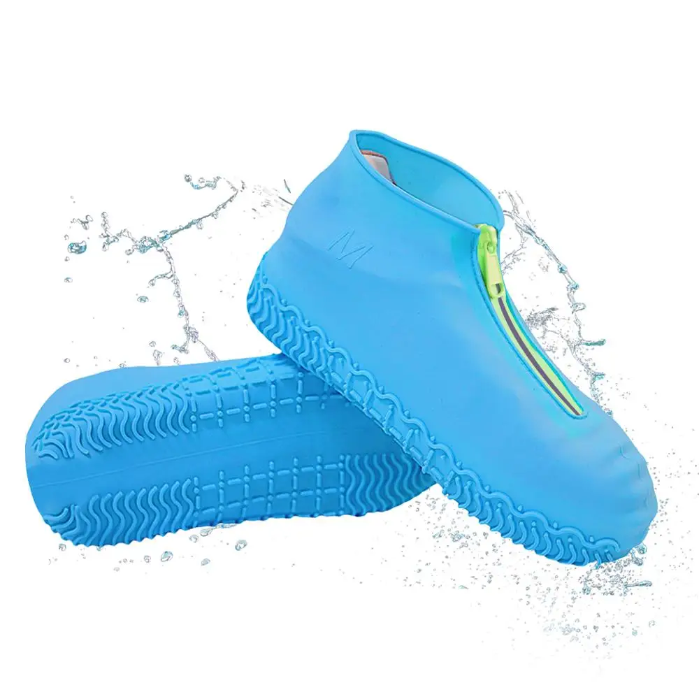 

Anti-slip Rain Shoes With Zipper Silicone Shoe Cover Waterproof Shoes Covers, Black/orange/yellow/blue/ green/purple/brown