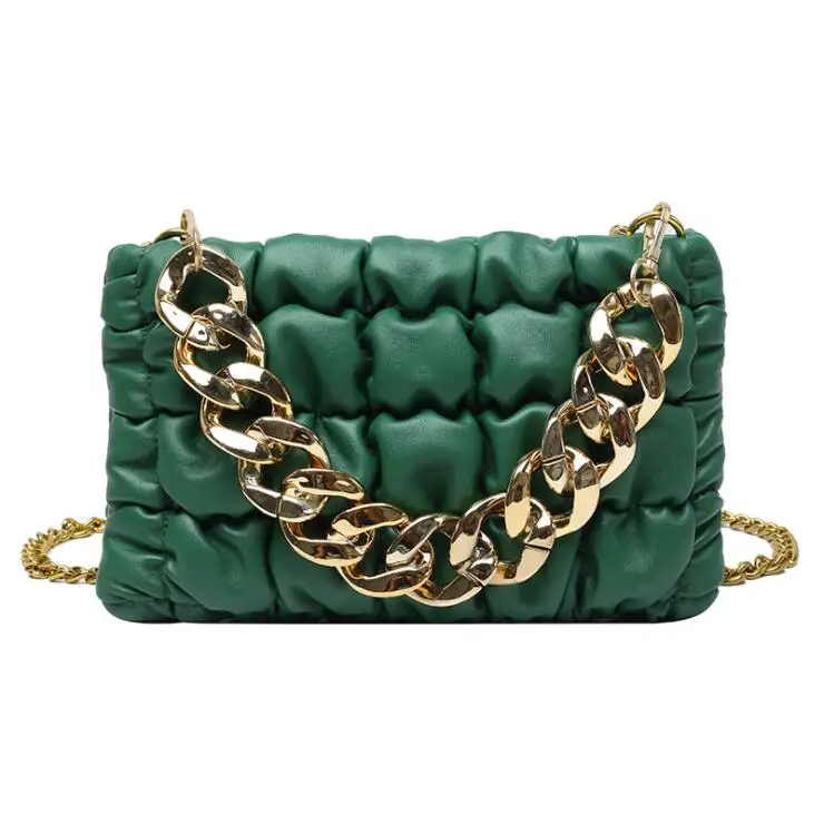 

Wholesale Ladies Ruched Ins Thick Chains Lady Sling Bags Luxury Handbags For Women Wrinkled Girls Ladies Purse, 9 color