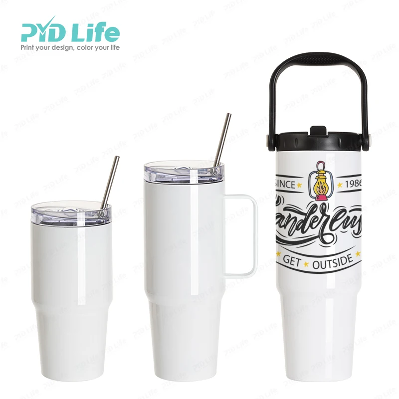 

PYD Life 20oz Stainless Steel Blank Sublimation Yetys Cups 40oz Tumbler with Handle Sublimation