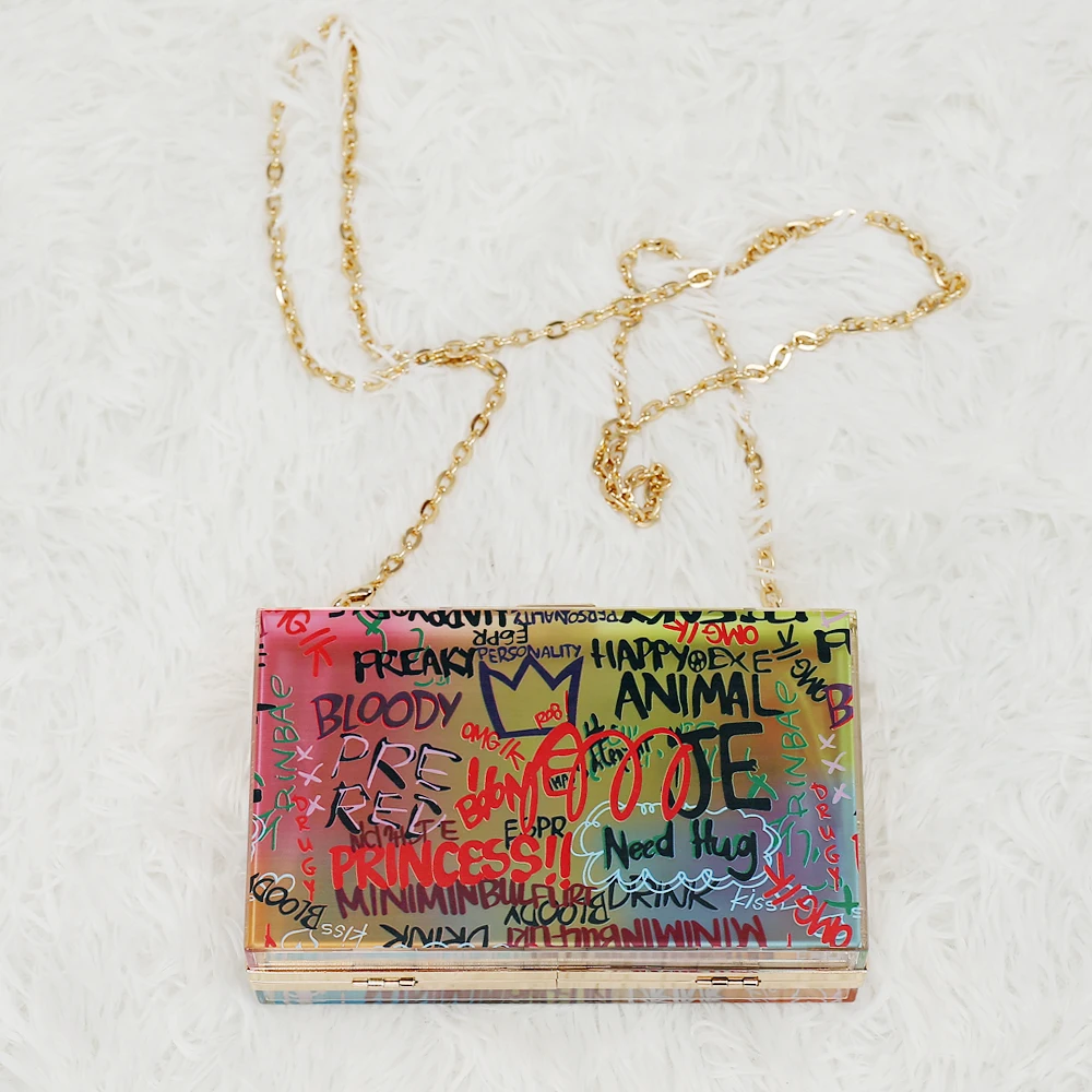 

2021 Trendy Handbags Famous Brands Pu Leather Graffiti Bags Purse Women Handbags