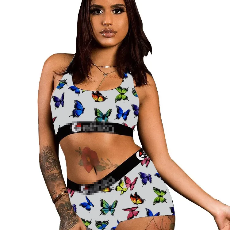 

Hot Sale Designer Joggers Two Piece Short Set Women GYM Yoga Shorts Set Summer Crop Top And Short For Women, 9 colors